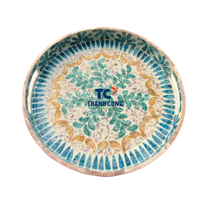 Plateau rond décoratif de luxe en nacre, vaisselle de salle à manger élégante pour les collations, les fruits, parfait pour un usage domestique - Product Image 1