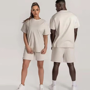 High Quality Two Piece <b>t</b> <b>Shirts</b> <b>and</b> <b>Shorts</b> <b>Men</b> <b>and</b> Women <b>Set</b> 2024 Summer Custom Plain Cotton <b>Short</b> Sleeve Cropped <b>t</b> <b>Shirt</b> <b>Men</b> - Product Image 3