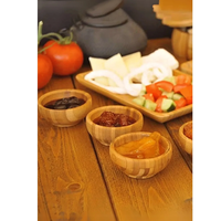 Ensemble de 3 mini-bols écologiques classiques en bambou pour sauces et confitures, idéal pour les fêtes