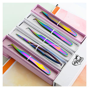 Pince à cils en fibre de haute qualité avec ciseaux à ressort, kit en acier inoxydable pour extensions de cils volume - Product Image 1