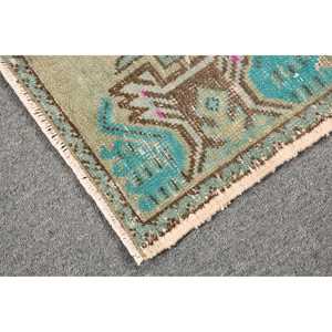 Alfombra Vintage de 1.6x3.1 pies, Alfombra Turca Pequeña, Alfombra Oriental Azul de Lana - Product Image 5