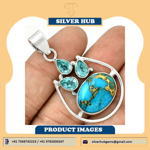 Colgante de Turquesa Azul Natural Hecho a Mano de Calidad Superior para Mujer, Colgantes Finos de Plata de Ley 925 - Product Image 4