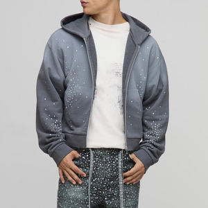 Nouvel Arrivage Survêtement Homme Hiver Chaud Décontracté Uni à Strass avec Capuche Grande Taille Coton Respirant Logo Personnalisé Haute Qualité - Product Image 2
