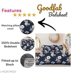 Ensemble de draps de lit en coton de qualité élégante 3 pièces imprimé floral solide Style classique confortable 200TC bio idéal pour les cadeaux - Product Image 2