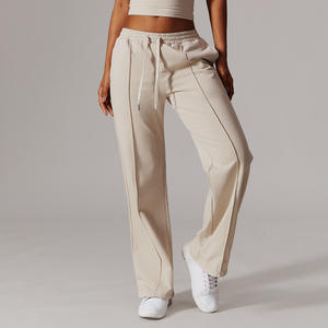 Pantalons de survêtement pour femmes, taille haute, coupe ample, jambe droite, poche, décontractés, polyvalents, pour le plein air, le salon, les vêtements de sport, 2026 - Product Image 1