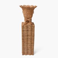 Vase sur pied de 30 pouces en bambou et rotin tressé à la main, finition mate, carré, style bohème, décoration intérieure d'Inde, grande capacité