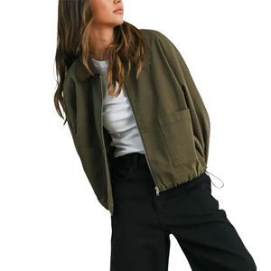 2025 New Jacket for woman Cotton Canvas With Pockets Breathable Custom Plain Solid Design women'<b>s</b> Jackets - Product Image 6