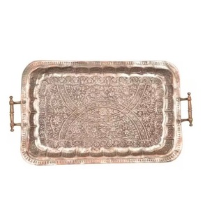 Plateau de service en cuivre écologique, design exquis, couleur or rose, plateau en cuivre, meilleur prix, best-seller en provenance d'Inde - Product Image 6