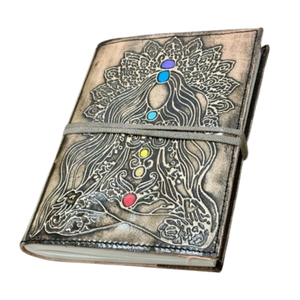 Journal d'ange de méditation en cuir gaufré 7 Chakras 180 pages blanches, cahier d'écriture spirituelle pour la guérison et la réflexion - Product Image 1
