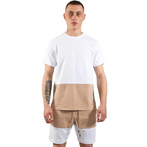 Derniers ensembles courts d'été pour hommes de style vintage, décontractés, couleur unie, respirants, t-shirt et short, design d'impression tendance - Product Image 1