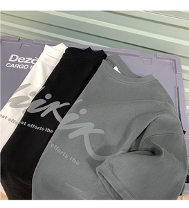 T-shirt imprimé bouffant Streetwear pour hommes personnalisé OEM d'usine T-shirt surdimensionné en coton Chemise à logo en relief 3D - Product Image 2