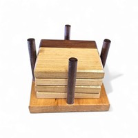 Ensemble de dessous-de-verre en bois d'olivier artisanal avec support élégant, résistant à la chaleur, dessous-de-verre durables pour la décoration de la table à manger, de la table basse