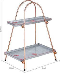 Support à gâteau galvanisé de Style lumineux avec support en cuivre, présentoir à Dessert rectangulaire multitâche à deux niveaux - Product Image 4