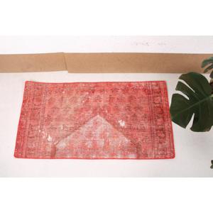 Alfombra Turca 1.7x3.2 pies (53x99 cm), Alfombra Roja Sólida Vintage - Product Image 3