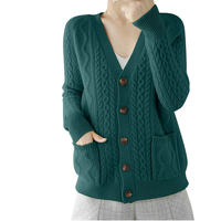 Cardigans en tricot épais personnalisables de haute qualité pour femmes, col rond, style décontracté d'hiver