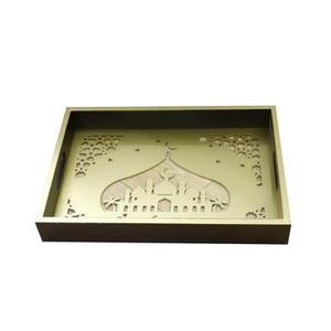 Ensemble de 2 plateaux décoratifs rectangulaires en aluminium parfaits pour les fêtes de Ramzan Vaisselle de qualité supérieure fabriquée en Inde - Product Image 3