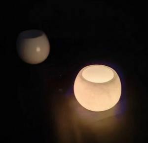 Porte-bougie en albâtre (lot de 2) |   Ensemble de bougies votives en pierre naturelle Ensemble de deux porte-bougies votives en albâtre - Product Image 6