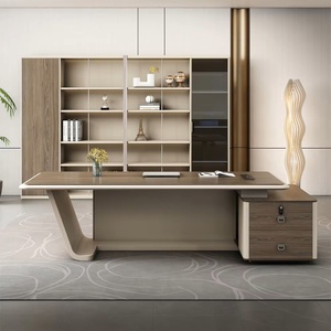 Escritorio Ejecutivo de Madera Blanca en Forma de L, Mesa de Computadora para Oficina, Acabado en Madera de Roble, Estación de Trabajo de Esquina para Gerente, Escritorio para Director Ejecutivo - Product Image 1