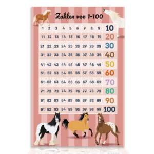 Modern Horse Design 1-100 Number <b>Poster</b> 61 X 91.5 cm Paper Wall Decor - Product Image 1