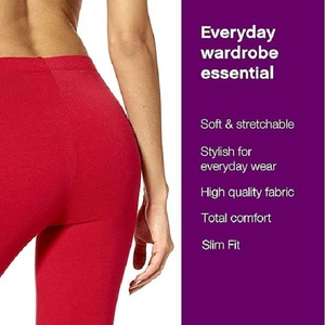 Por encargo 95% algodón 5% Spandex caliente rojo media cintura señoras Leggings mejor precio de fábrica Bangladesh - Product Image 5