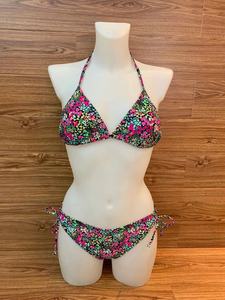Bikini con estampado personalizado de fabricante, ropa de playa para mujer, trajes de baño triangulares de dos piezas de cintura alta, encaje con borlas de diamantes de imitación - Product Image 3