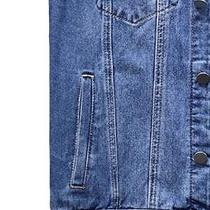 เสื้อกั๊กยีนส์คอตตอน100% แขนกุดสำหรับผู้ชายดีไซน์ลำลองระบายอากาศได้ดีสีพื้นพร้อมตัวเลือกขนาดพิเศษ - Product Image 5