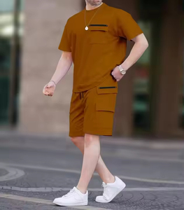 Wholesale Men's 2-Piece Summer Cargo Shorts Set - Casual Drop-Shoulder Zipper Pocket <b>T</b>-Shirt <b>Tracking</b> Suit Streetwear Outfit - Product Image 3
