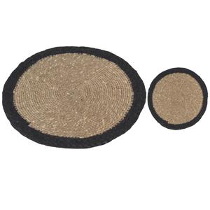 Dessous de verre en jute pour la cuisine Dessous de verre fantaisie avec article d'ustensiles de cuisine fini marron et noir Dessous de verre en jute - Product Image 1