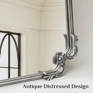 Design tendance Miroir mural à cadre en métal argenté Miroir mural de haute qualité Décor à la maison Miroir mural en métal durable - Product Image 6