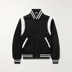 2025 Varsity Jacket Laine et Cuir Varsity Jacket Personnalisé Noir et Blancunisexe quantité minimale de commande Bas Personnalisé - Product Image 1