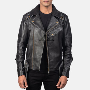 แจ็กเก็ตหนังผู้ชายมาใหม่คลาสสิกพร้อมซิปปิดด้านหน้าและวัสดุที่ทนทานเหมาะสำหรับตัวแทนจำหน่ายบูติก - Product Image 5