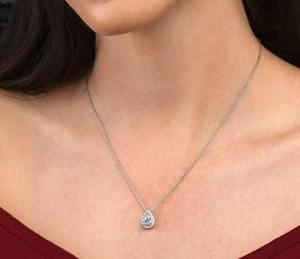 จี้เพชรโมอิสซาไนต์ทรงหยดน้ำสีขาวสวยงาม พร้อมสร้อยคอ งานสั่งทำพิเศษ คุณภาพเยี่ยม ระดับความใส VVS เหมาะสำหรับเป็นของขวัญ - Product Image 2