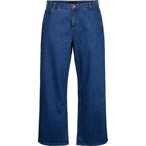 Jeans en denim baggy grande taille pour femmes avec jambes larges taille haute respirant fermer avec bouton et fermeture éclair à la taille pantalon en jean ample - Product Image 1