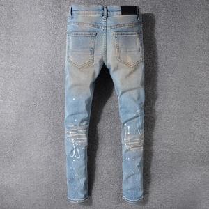 Vente en gros OEM de qualité supérieure personnalisée jean slim pour hommes mince motif extensible pantalon droit long tendance personnalisé pour OEM - Product Image 2