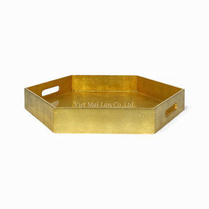 Plateau en laque à motif de feuille d'or, fait à la main, pour servir les aliments, la présentation de table et la décoration de la maison, en provenance du Vietnam - Product Image 4