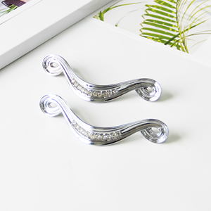 Luxury Silver Zinc Alloy Contemporary Cabinet Pull Handles Clear <b>Crystals</b> for Kitchen Bedroom Wardrobes Furniture Hardware - Product Image 4