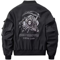 Blouson Bomber Hip Hop Homme Style Dark Hiver Col Montant Multi-Poches Logo Avant Toile Imperméable Respirant Séchage Rapide Technologie