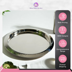 Unique Collection of Barware <b>Cocktail</b> <b>Trays</b> Super Stylish Round Silver Hammered Metal <b>Tray</b> for Serving Drinks from India - Product Image 5