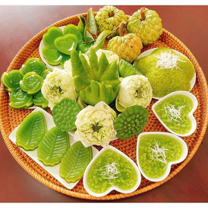 Plateau de service de style fleur en rotin tissé à la main plateau en osier ottoman décoratif poignées Table basse décoration de vacances Viet Nam - Product Image 4