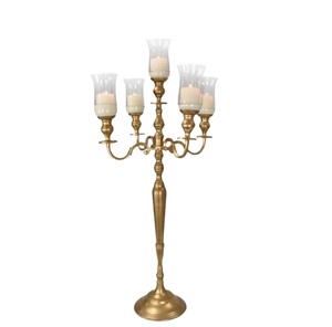 Caliente hecho a mano oro Metal vidrio 4 brazos candelabros atractivo boda Navidad Mesa decoración cuadrado en forma de centro de mesa para - Product Image 1