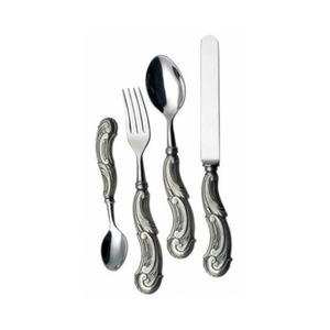 Juego de cubiertos de acero inoxidable de 4 piezas, ideal para cocina, comedor, uso doméstico, cubiertos chapados en Color plateado, mango de diseño de lujo - Product Image 1