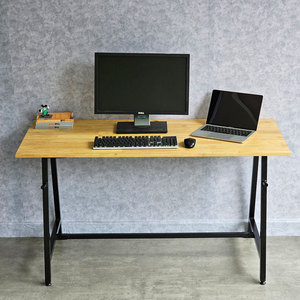 140x60cm Rubber Wood Desk with Hanging Shelf and <b>Foldable</b> Bookshelf Iron <b>Legs</b> Assembly Required-SPD68212 Computer <b>Table</b> - Product Image 5