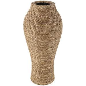 Vase à fleurs en rotin brun rustique avec finition tissée parfait pour les coins intérieurs des patios extérieurs et les décorations intérieures modernes - Product Image 1