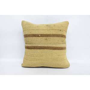 Beige 16x16 pulgadas lana Kantha bordado almohada tejida patrón Vintage almohada - Product Image 1