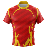 Jersey Rugby Digital Print Bernapas Lengan Pendek 100% Poliester Cepat Kering Unisex Layanan OEM Ukuran Kustom Logo Kustom