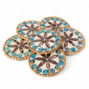 Sous-verre en nacre style bohème, tressé en rotin, fabriqué au Vietnam, pour table à manger et décoration intérieure, vente en gros à l'exportation - Product Image 3