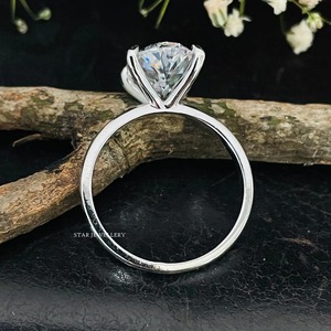 Bague de fiançailles solitaire en or massif 14K 3 Ct CVD IGI certifié diamant, bague en diamant solitaire de 3 Ct de taille ovale cultivée en laboratoire - Product Image 2