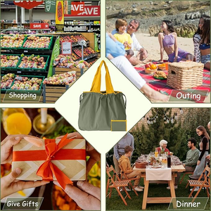 Bolsa <span class=keywords><strong>de</strong></span> <span class=keywords><strong>Compras</strong></span> <span class=keywords><strong>de</strong></span> Nailon Reutilizable, Plegable, Portátil, Grande, Lavable, con Cordón y Asa - Product Image 3