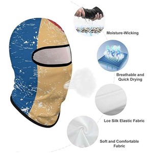Balaclava unisexe couvrant tout le visage, 100% polyester, impression par sublimation, masque de sport d'extérieur, design rouge, bleu, or - Product Image 2