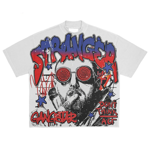 Camiseta de gran tamaño con lavado ácido y estampado de pantalla completa Vintage de alta calidad, Camiseta lisa de algodón 100% para hombres - Product Image 5